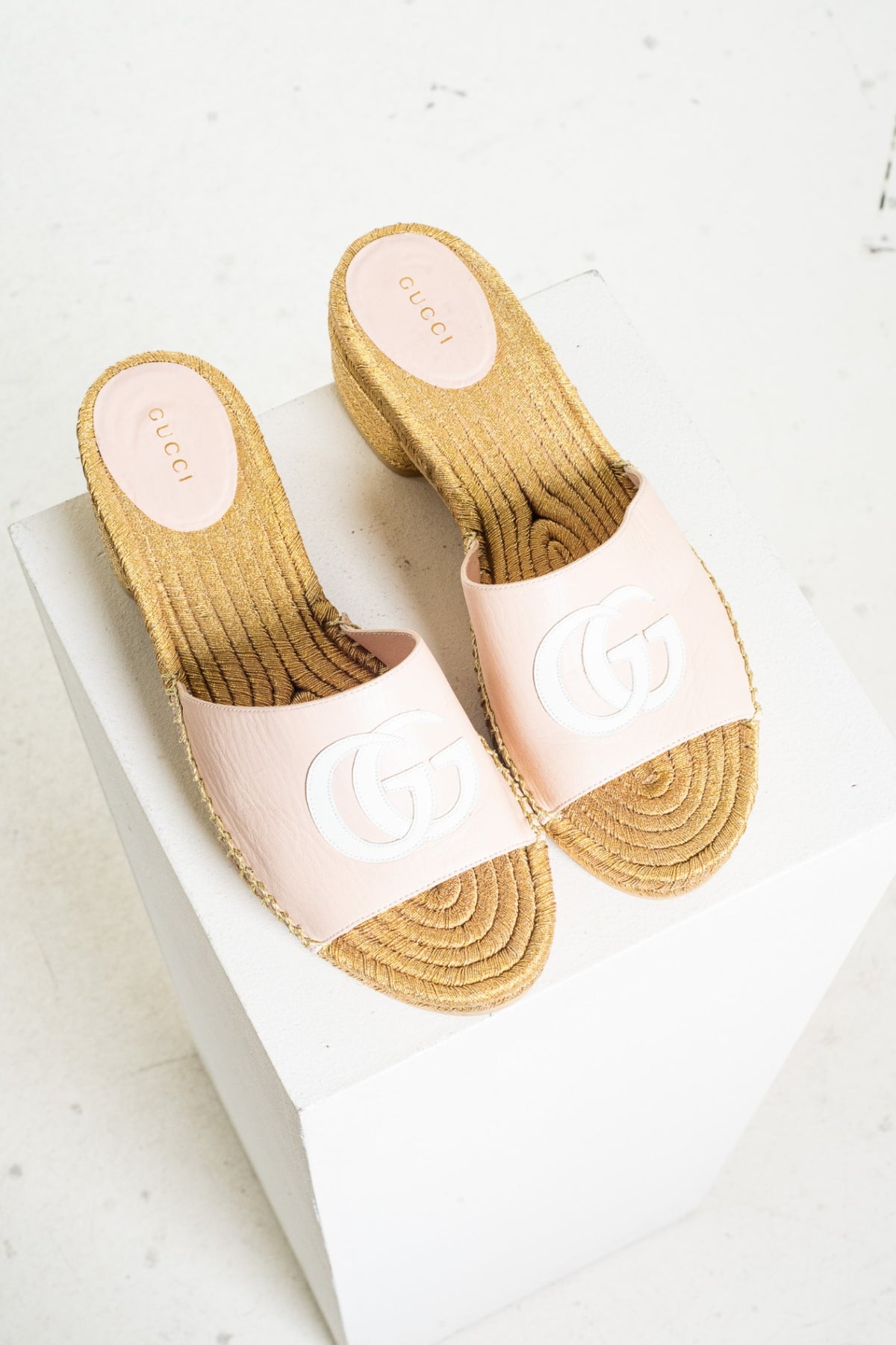Gold Espadrille Slide Sandal
