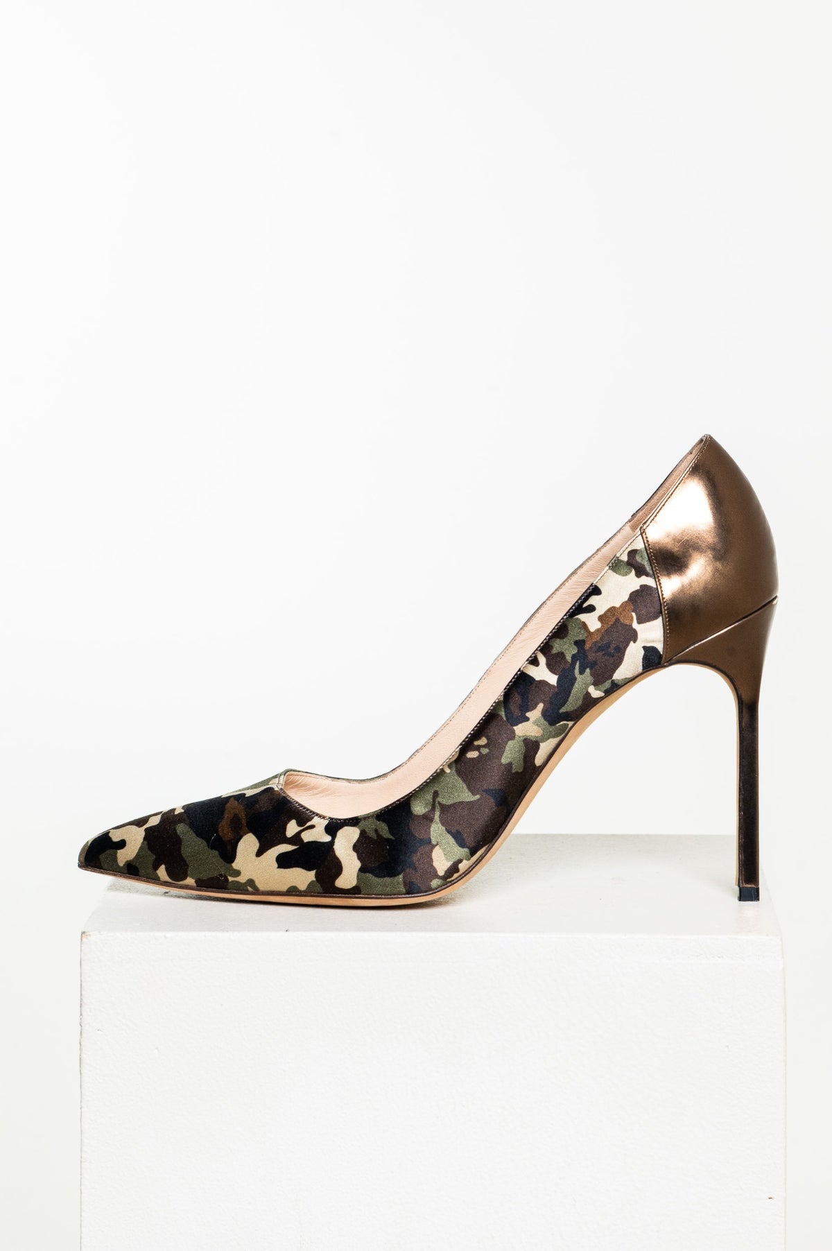 Multicolor BB Camo Satin Pumps