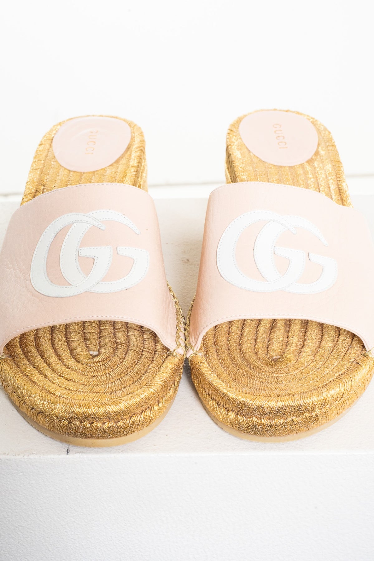 Gold Espadrille Slide Sandal