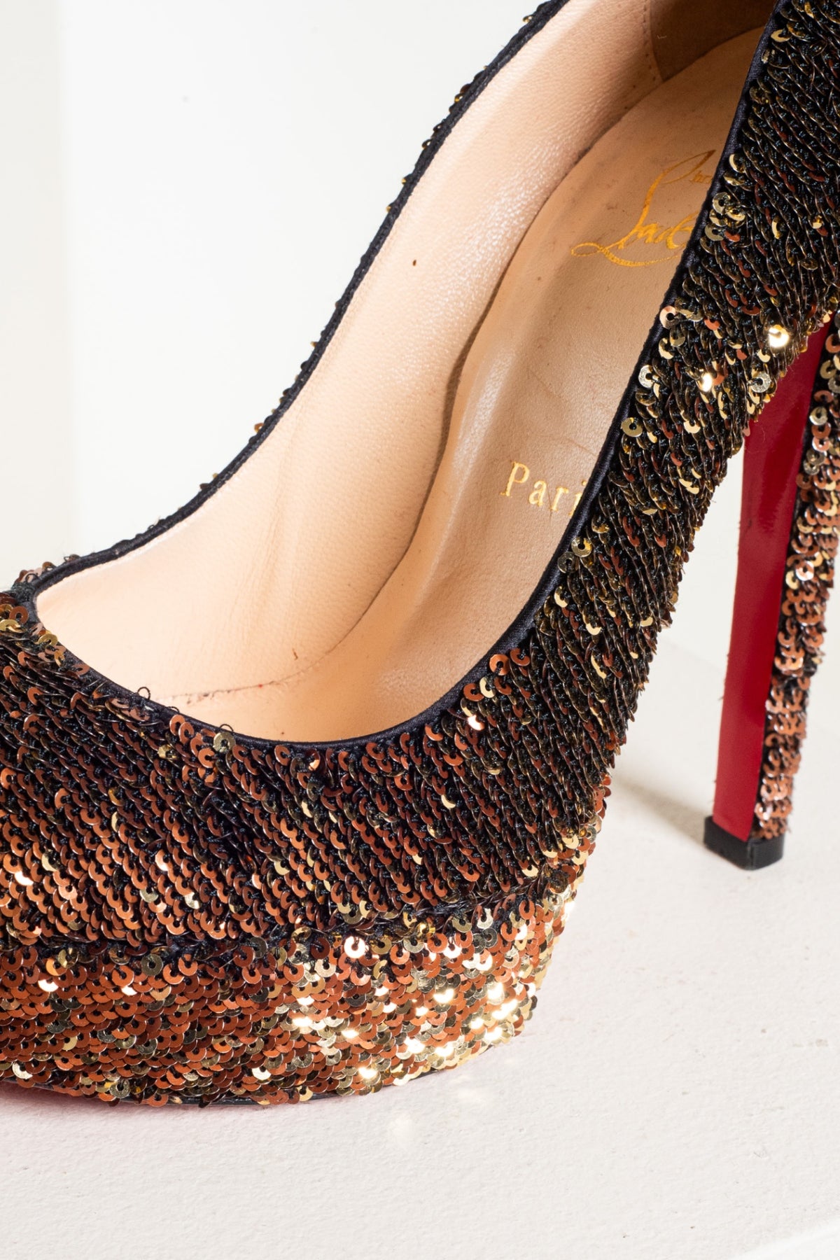 Gold & Bronze Sequin Bianca Platform Heel
