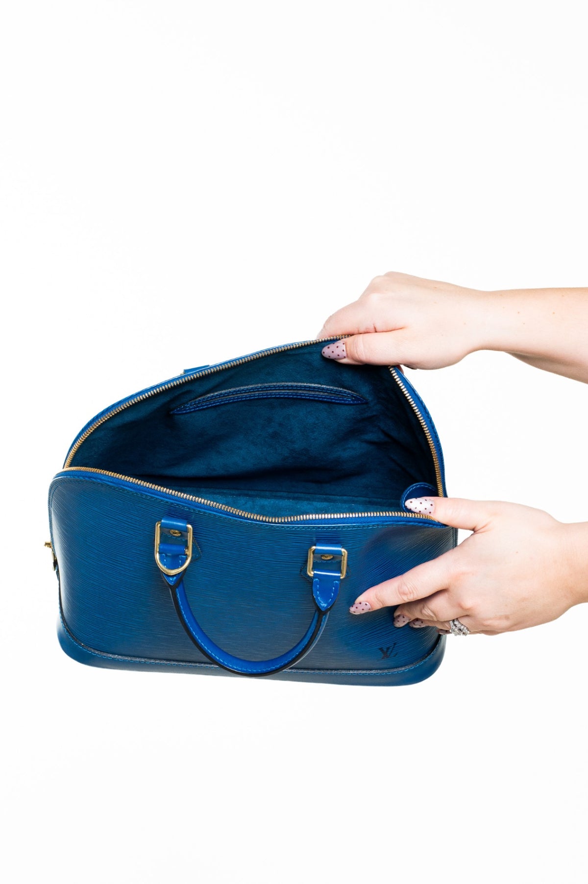 Blue Epi Leather Alma PM Top Handle Bag