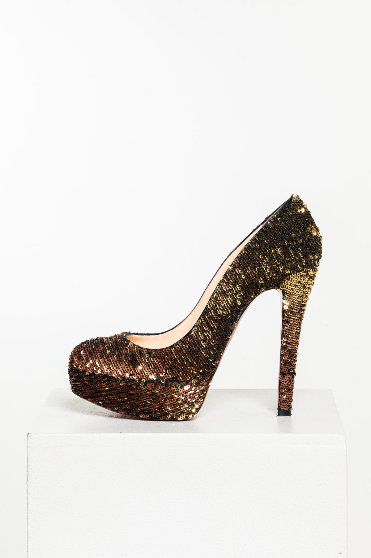 Gold & Bronze Sequin Bianca Platform Heel