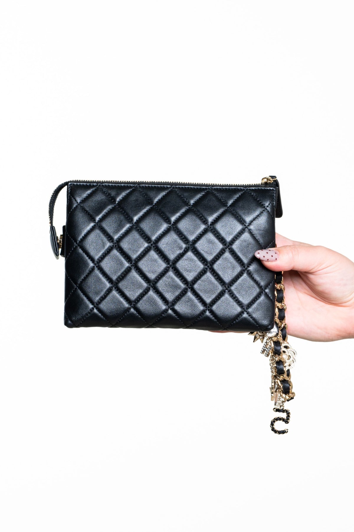 Black Medium Lambskin Coco Charms Pouch