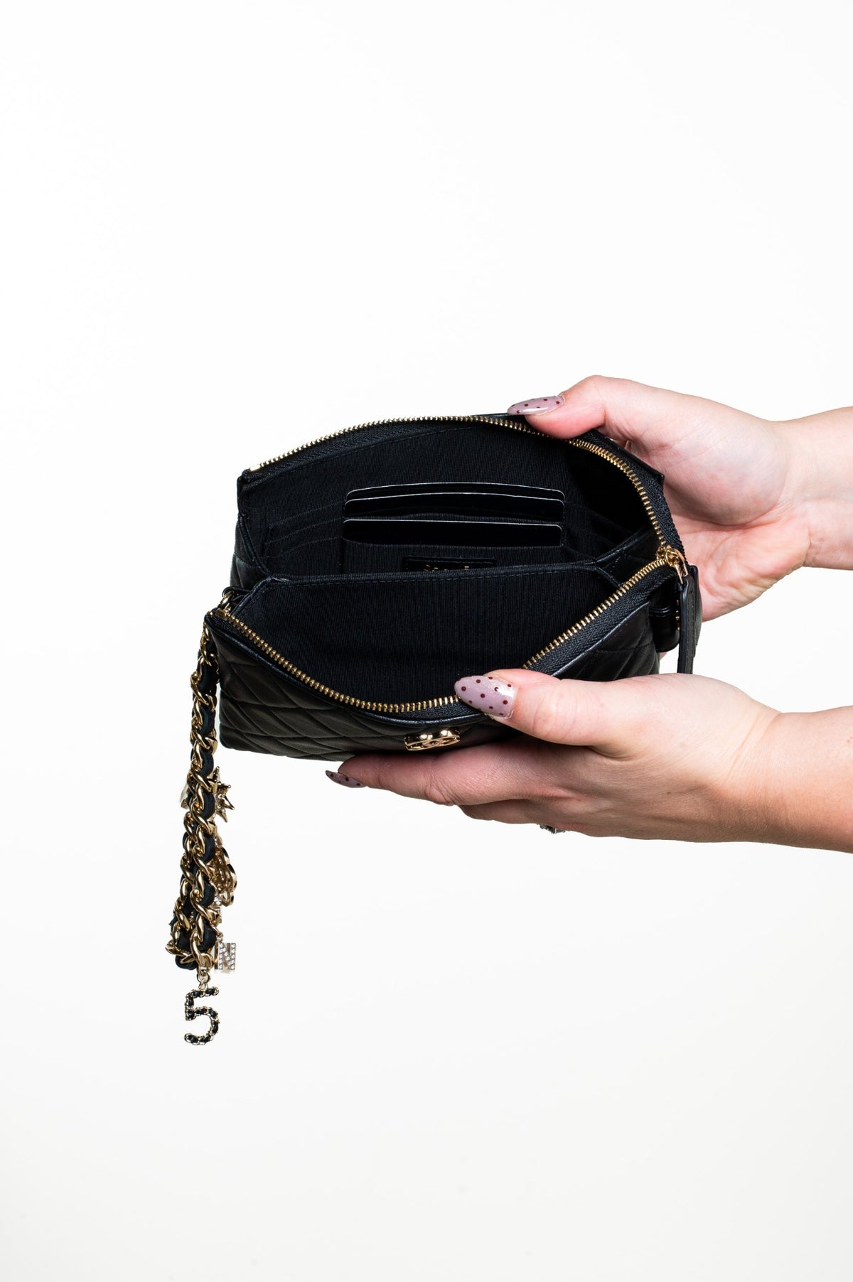 Black Medium Lambskin Coco Charms Pouch