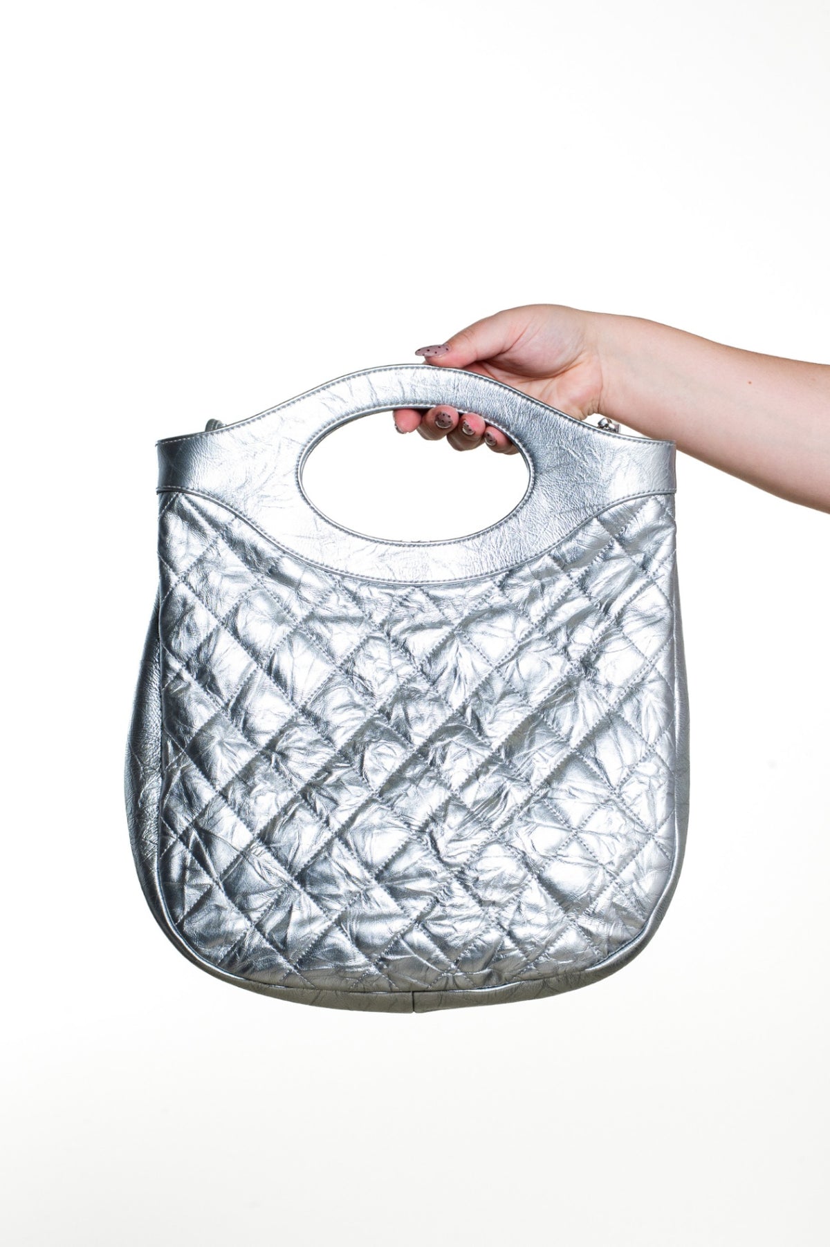 Silver Vintage Crinkled Calfskin 31 Bag