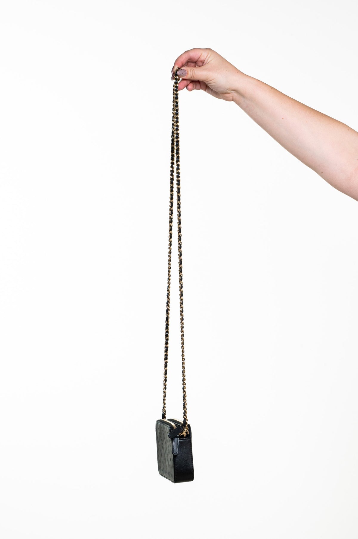 Black Lambskin Double Zip Wallet On Chain