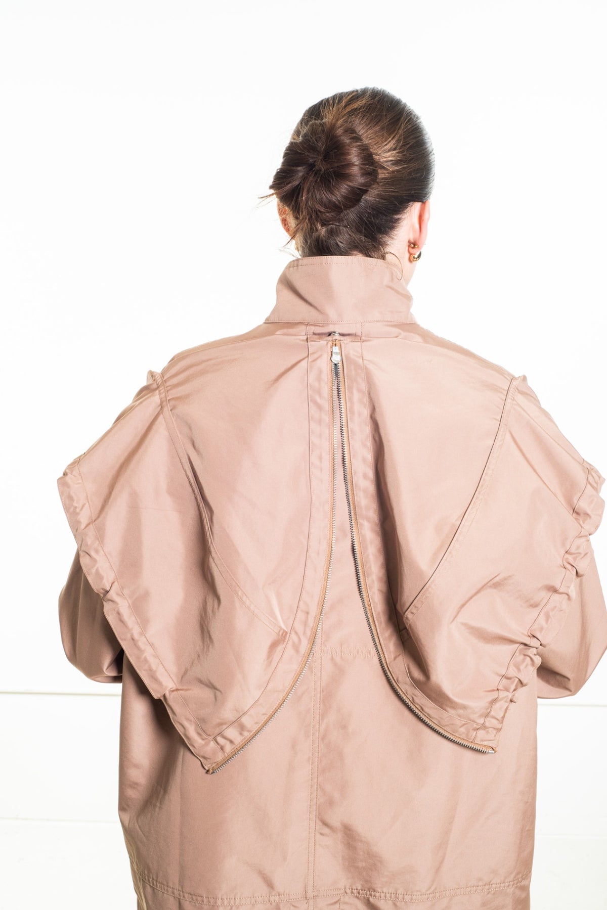 Beige Hooded Technical Jacket