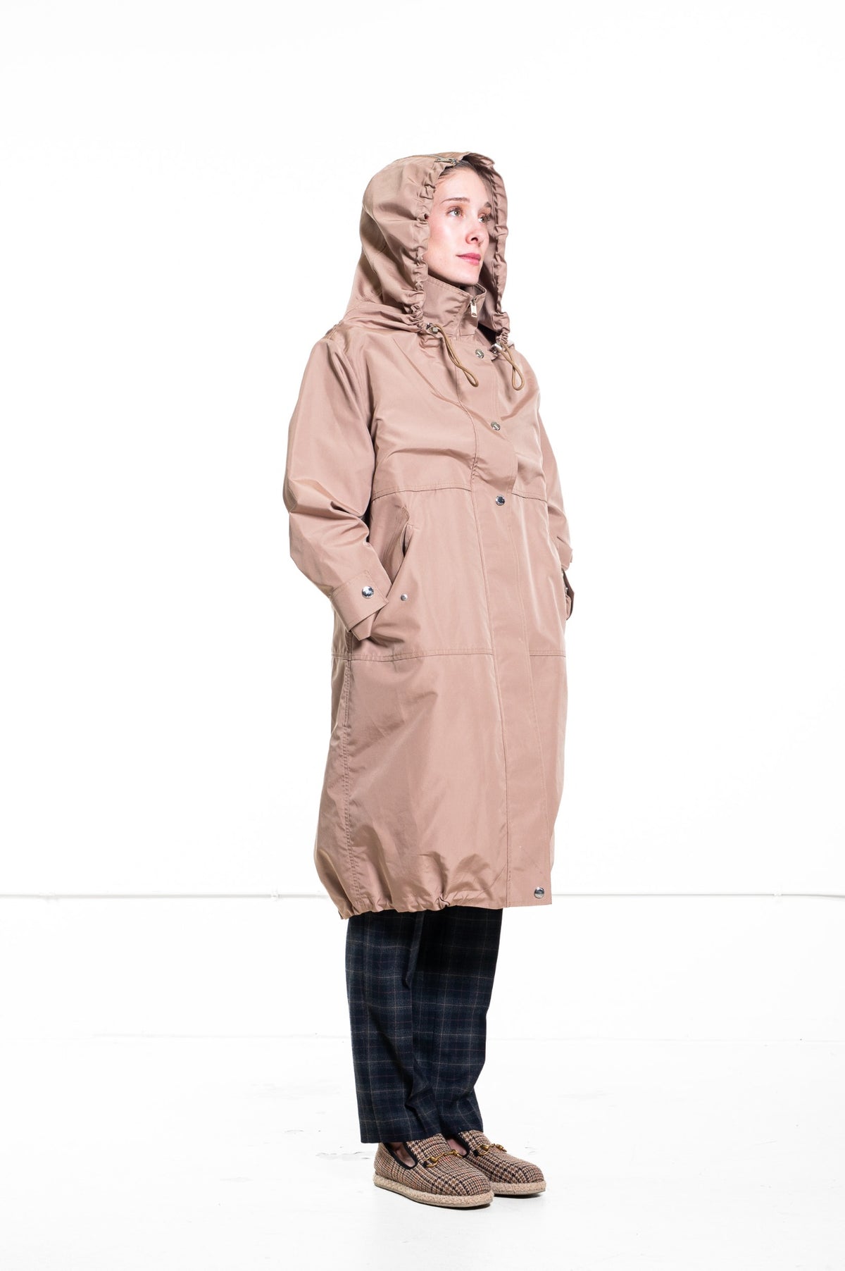 Beige Hooded Technical Jacket