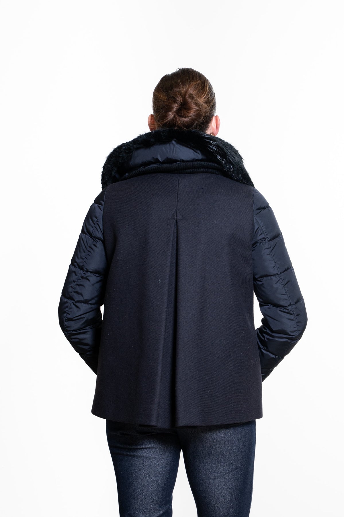 Black Fur-Trimmed Padded Jacket
