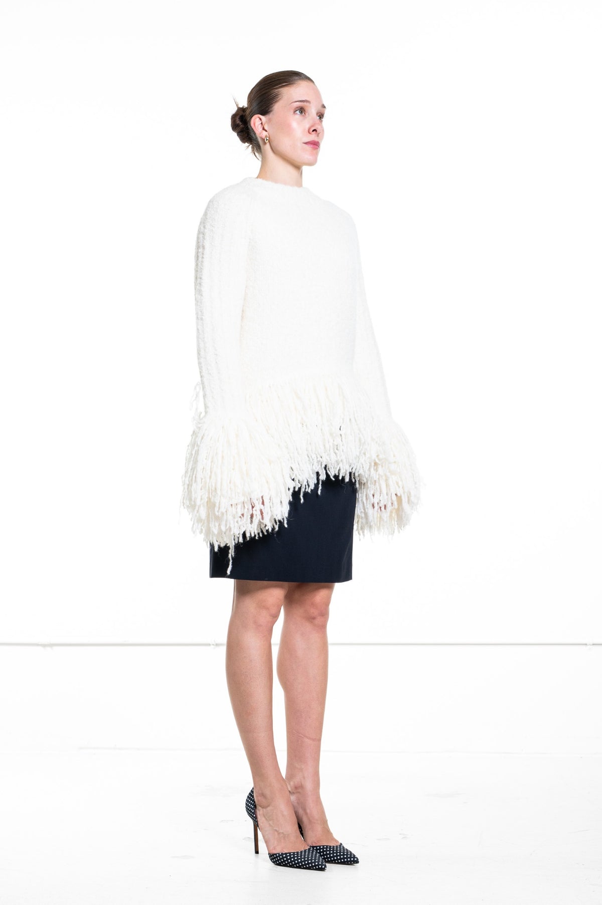 Ivory Fringe Crew Neck Pullover