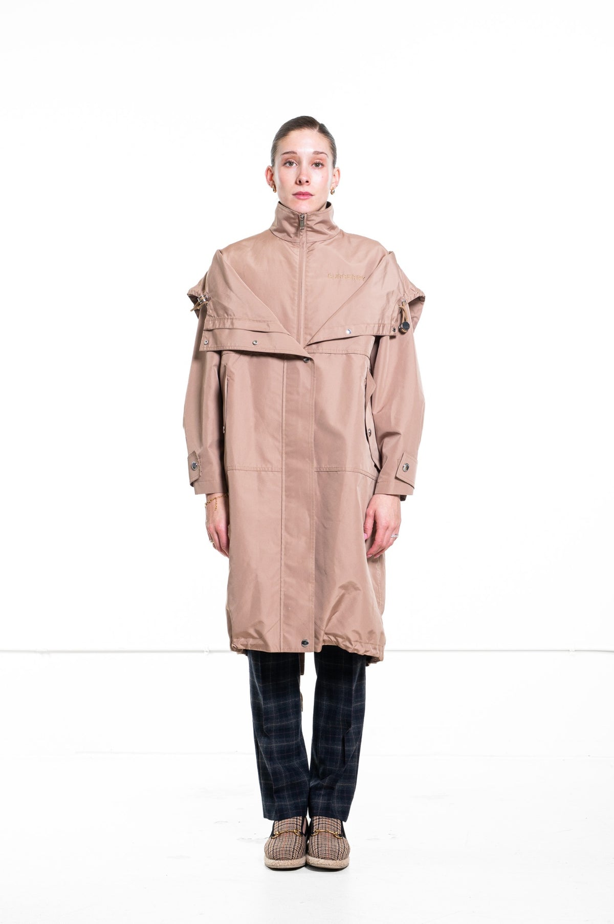 Beige Hooded Technical Jacket