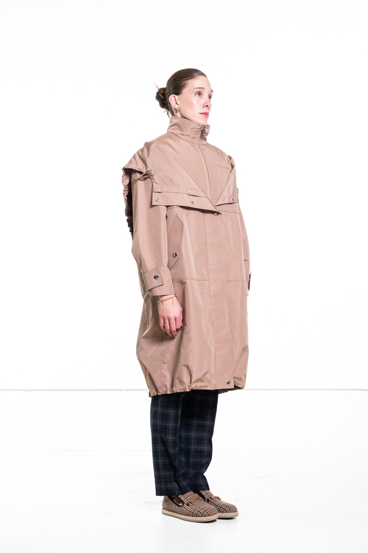 Beige Hooded Technical Jacket