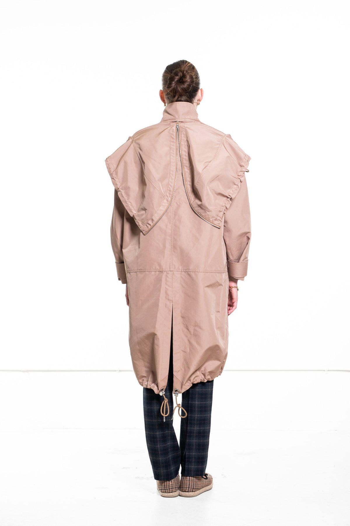 Beige Hooded Technical Jacket