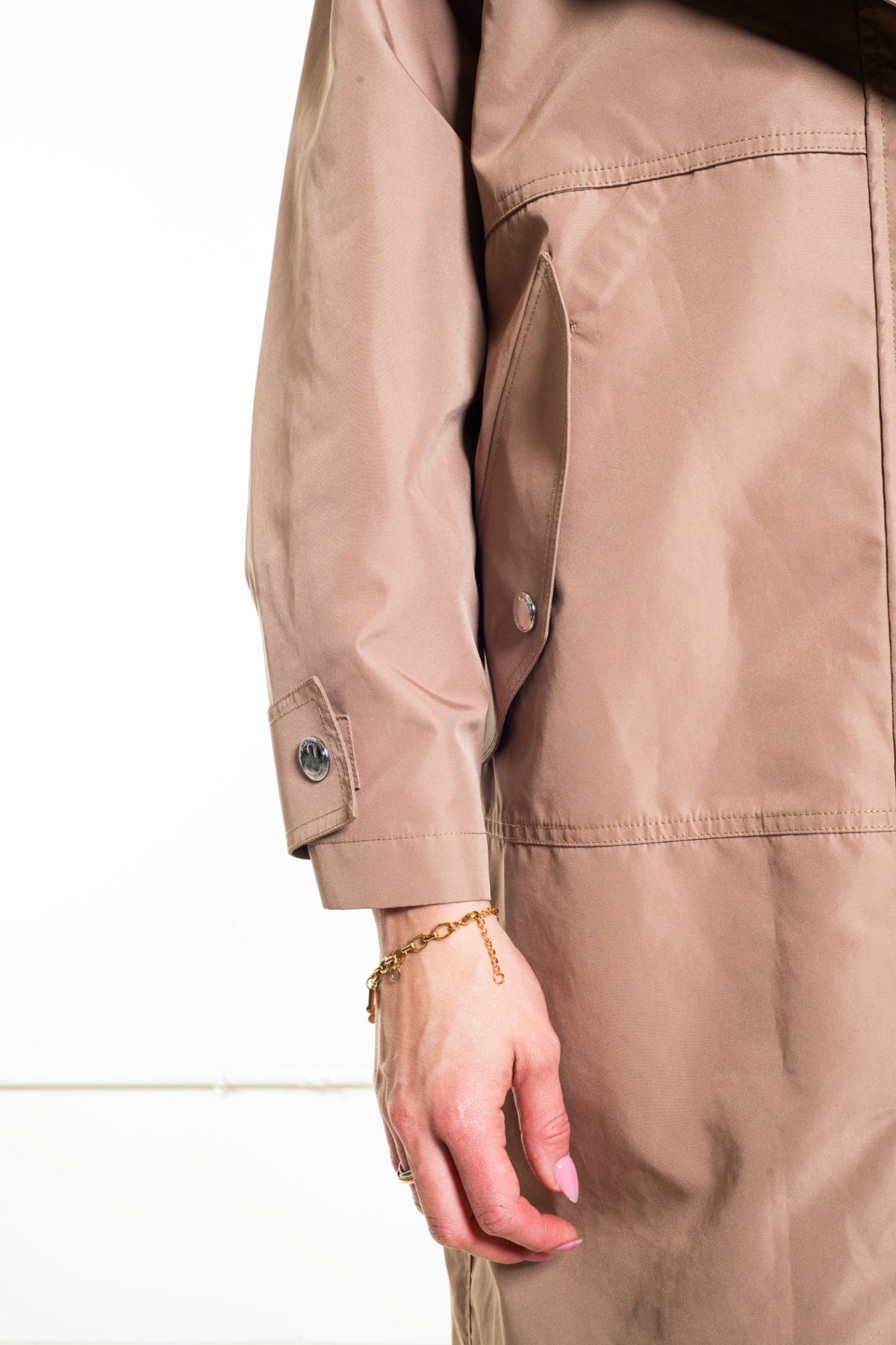 Beige Hooded Technical Jacket