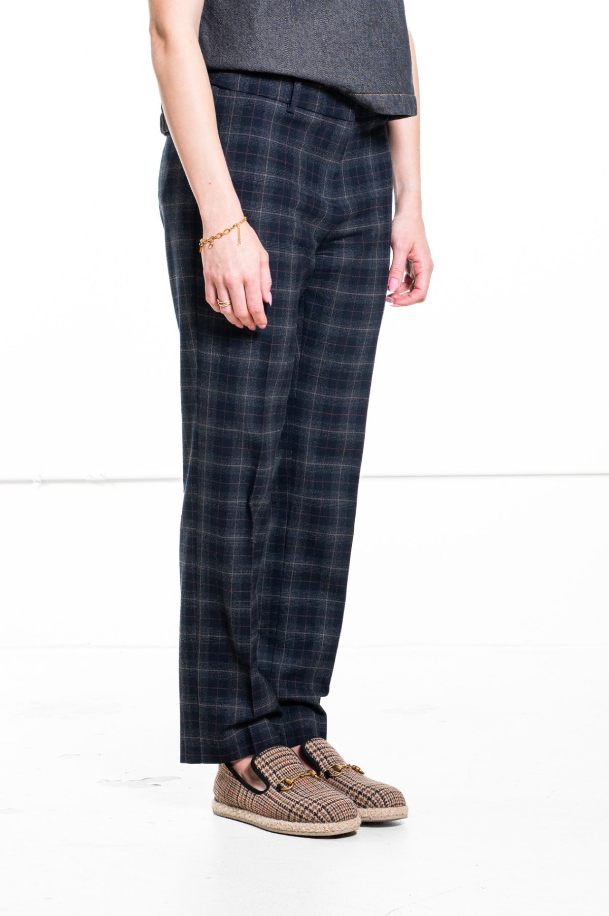 Navy Plaid Trousers