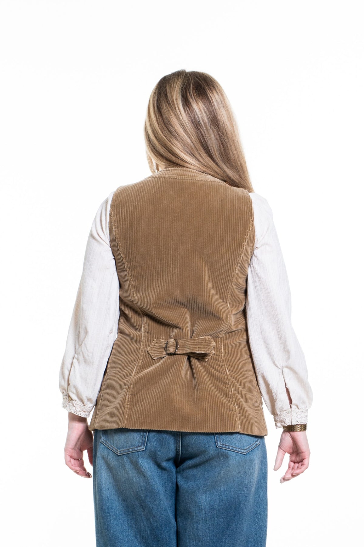 Brown Vintage Knit Vest w Leopard Print Fur Panels