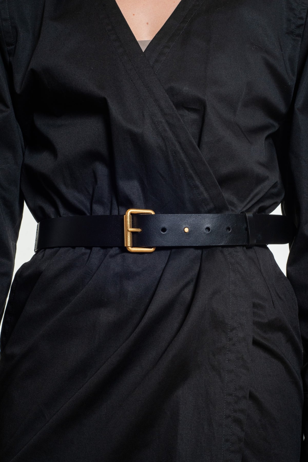 Black Belted Wrap Midi Dress