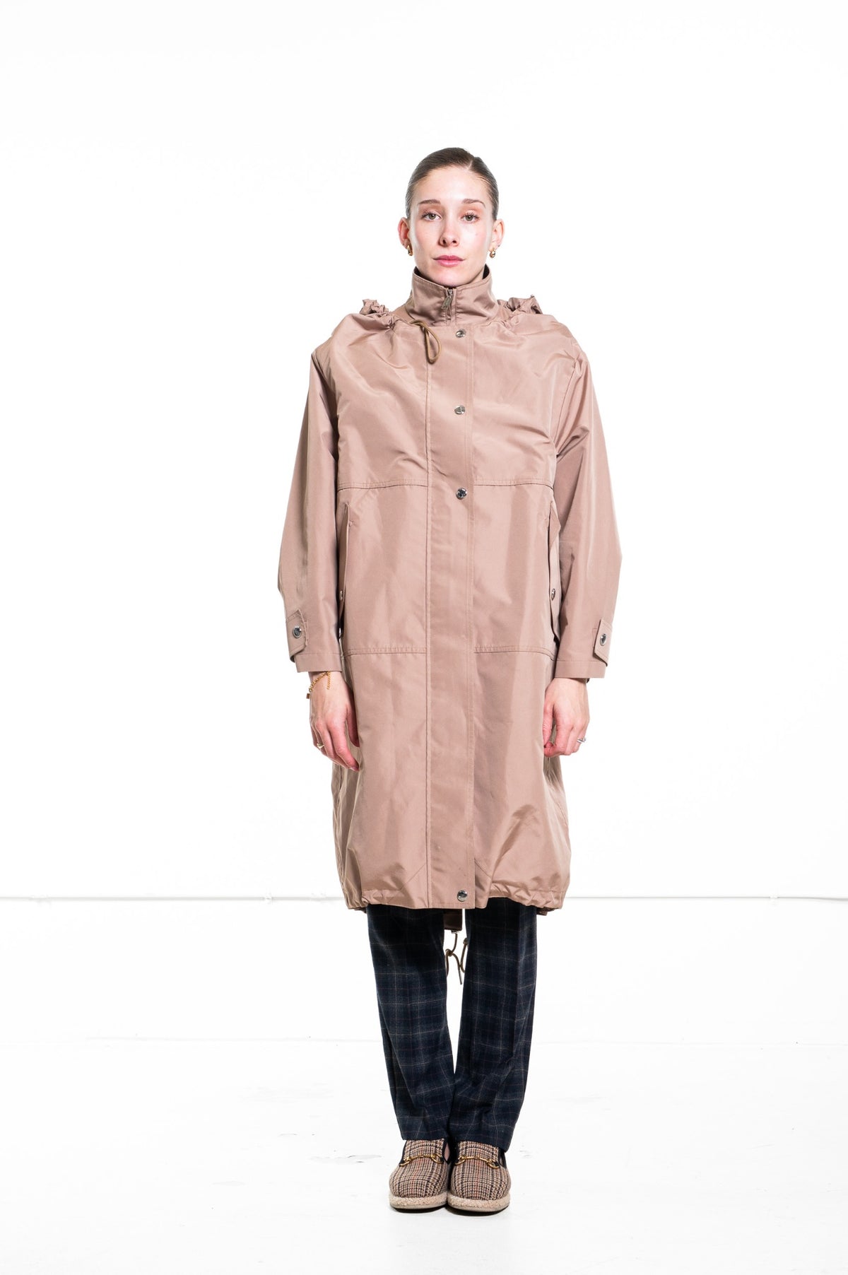 Beige Hooded Technical Jacket