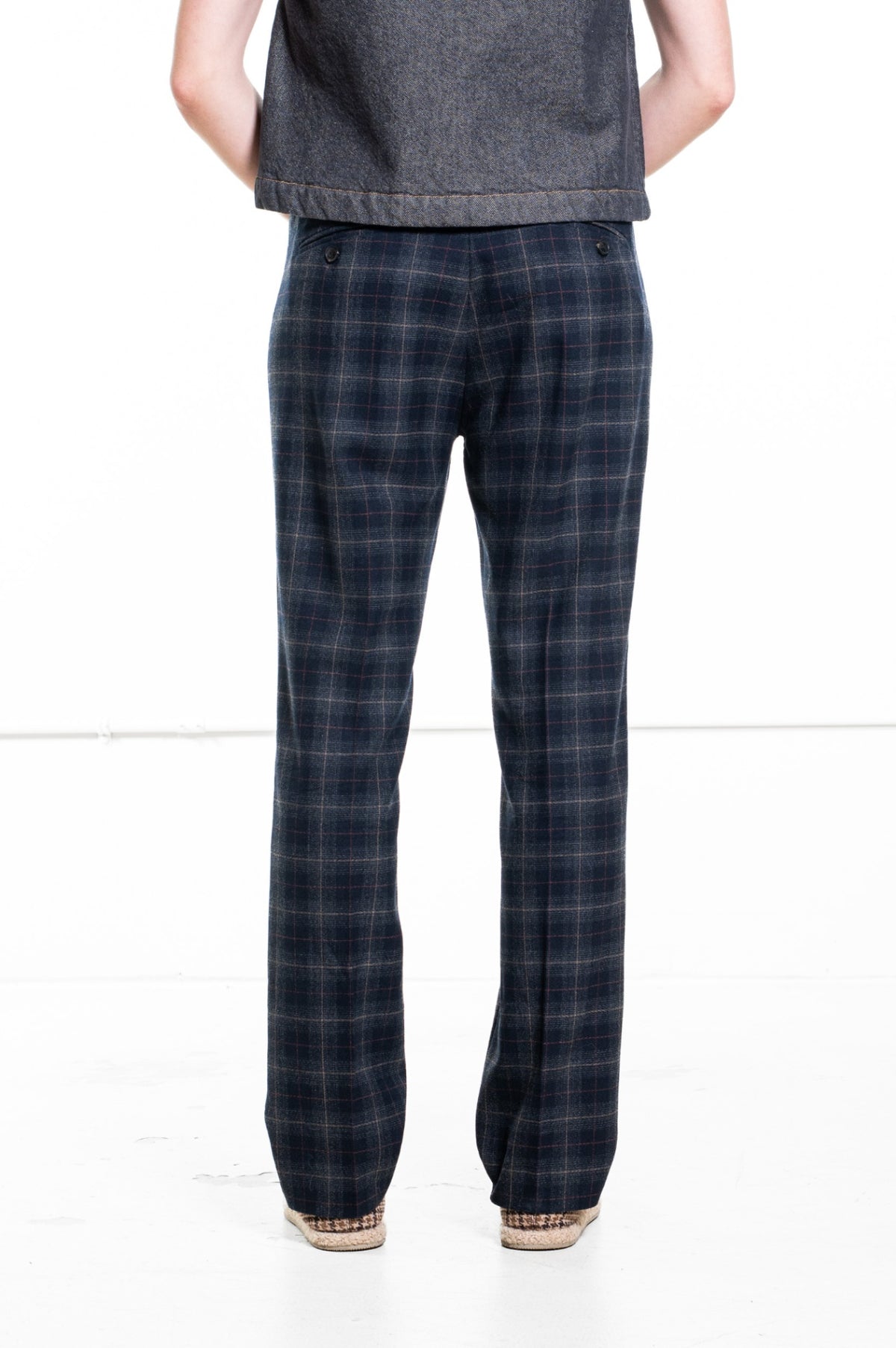 Navy Plaid Trousers