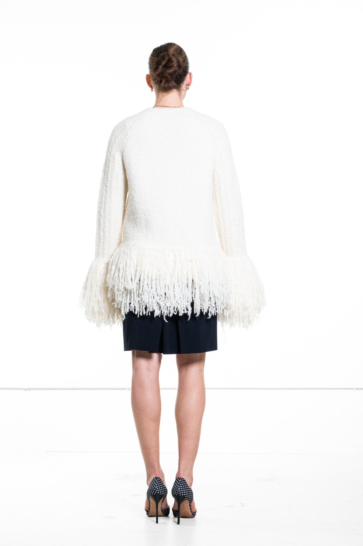 Ivory Fringe Crew Neck Pullover