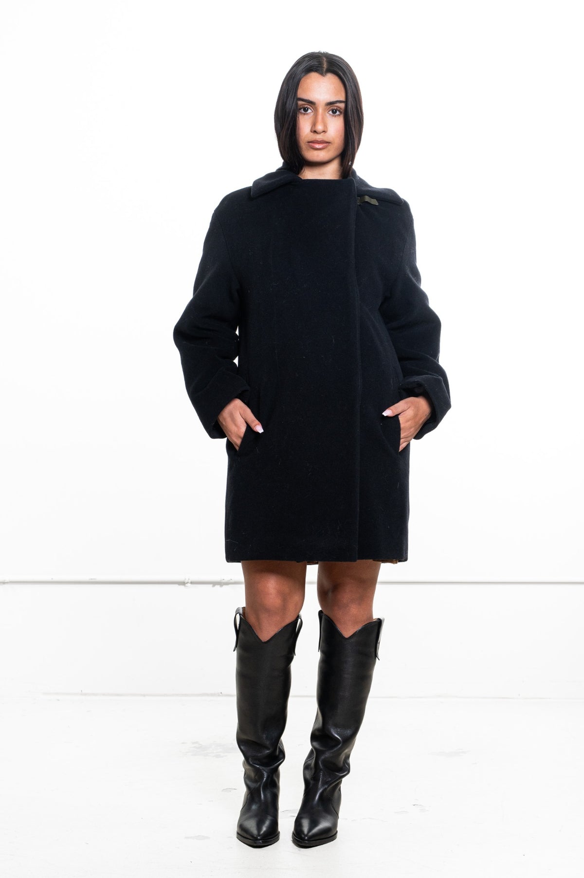 Black Wool Blend Coat