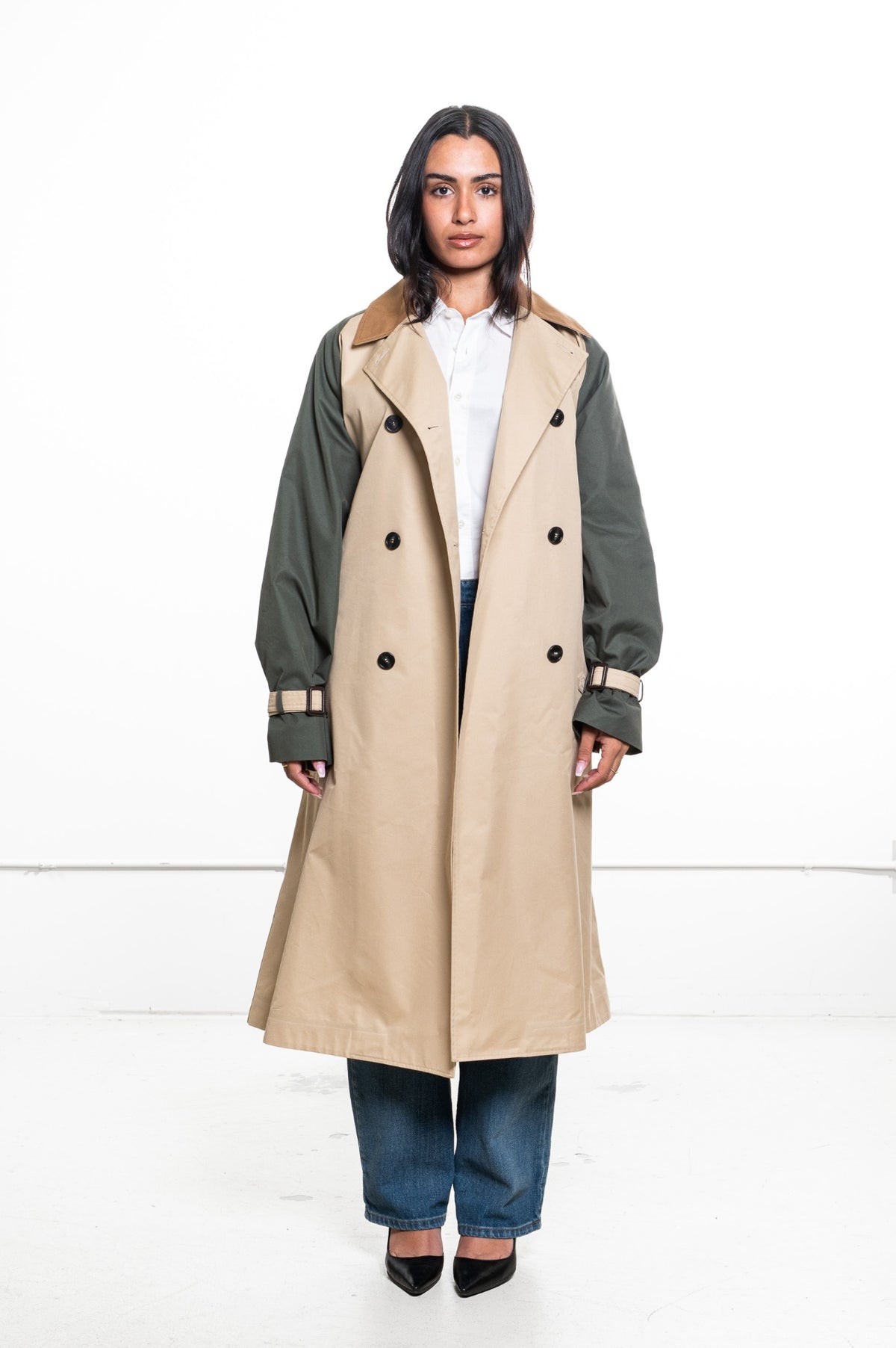 Beige Double-Breasted Canasta Trench Coat