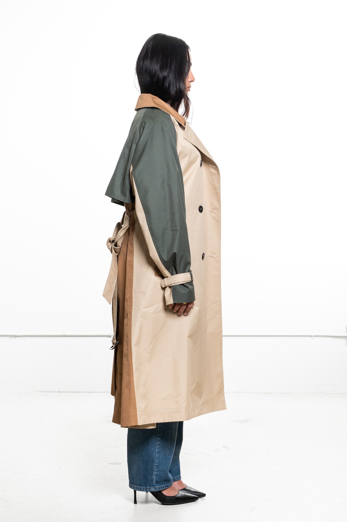 Beige Double-Breasted Canasta Trench Coat