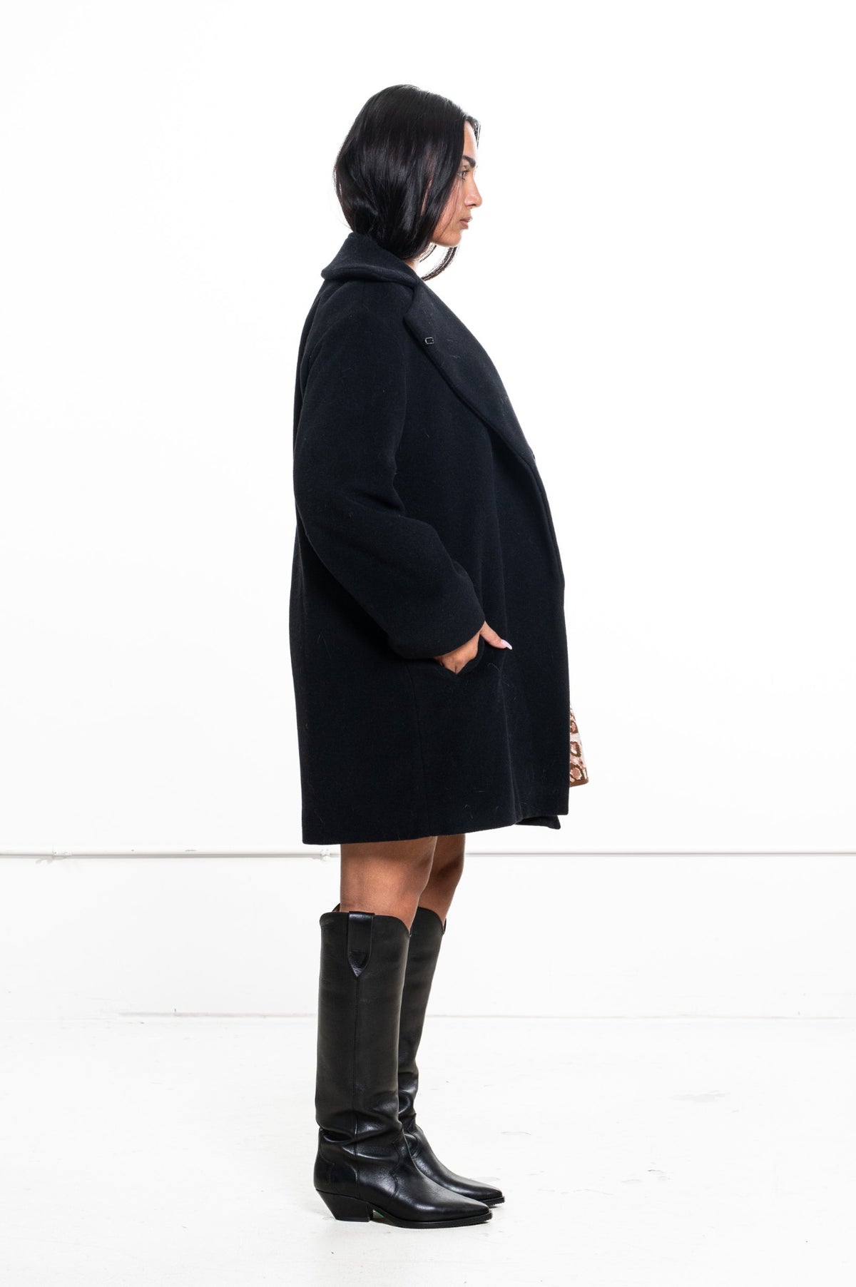 Black Wool Blend Coat