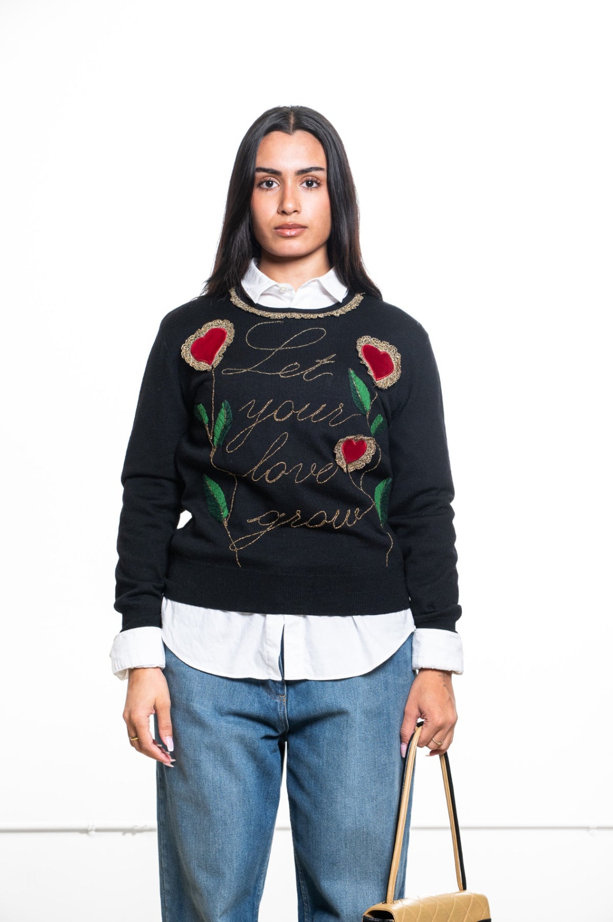 Black 'Let your love grow' Sweater