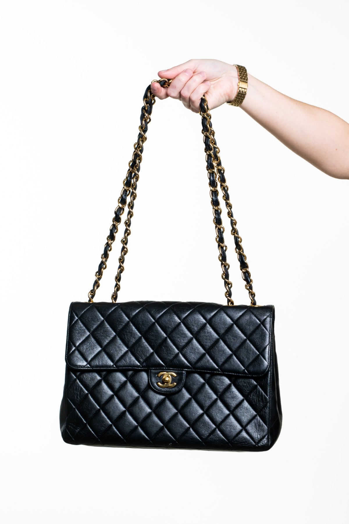 Black Vintage Jumbo Lambskin Classic Single Flap Bag