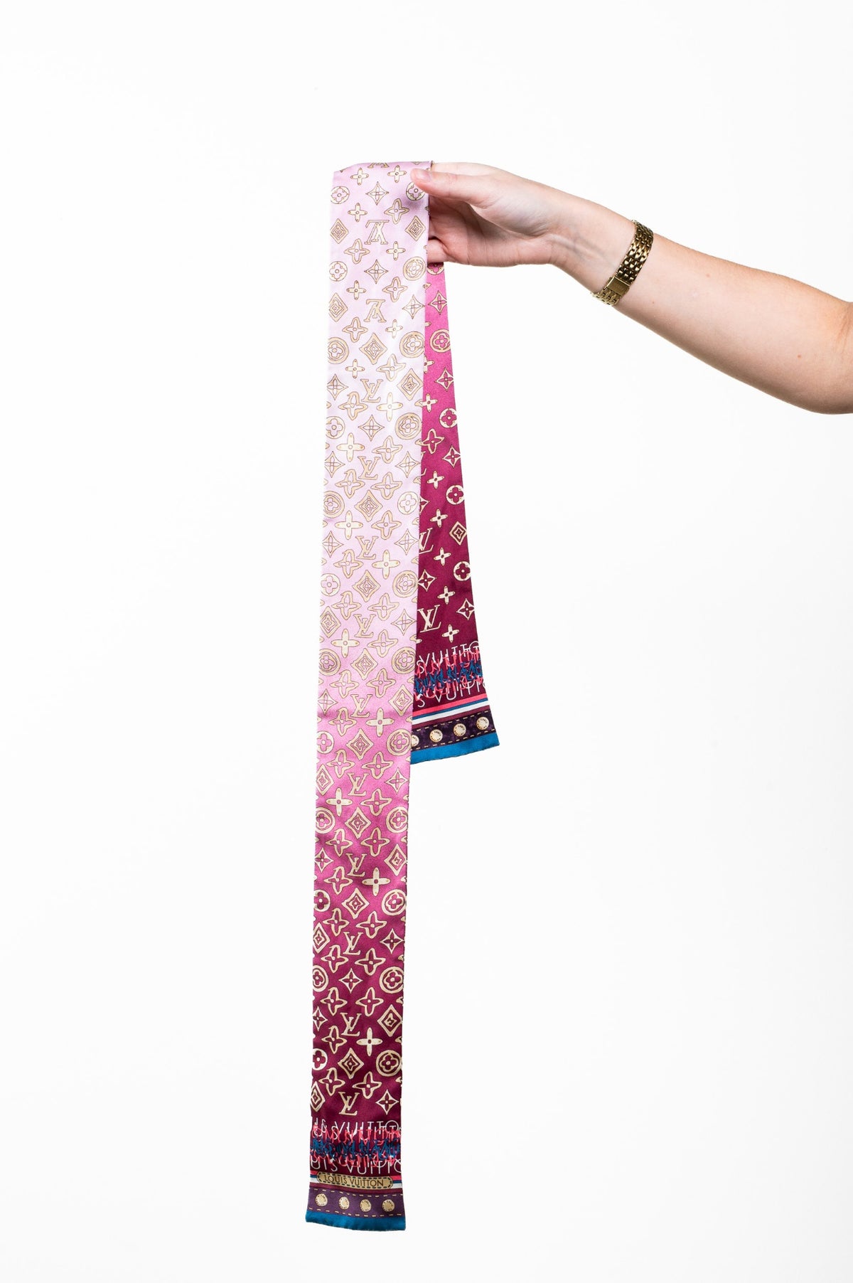 Pink Ombre Monogram Silk Bandeau
