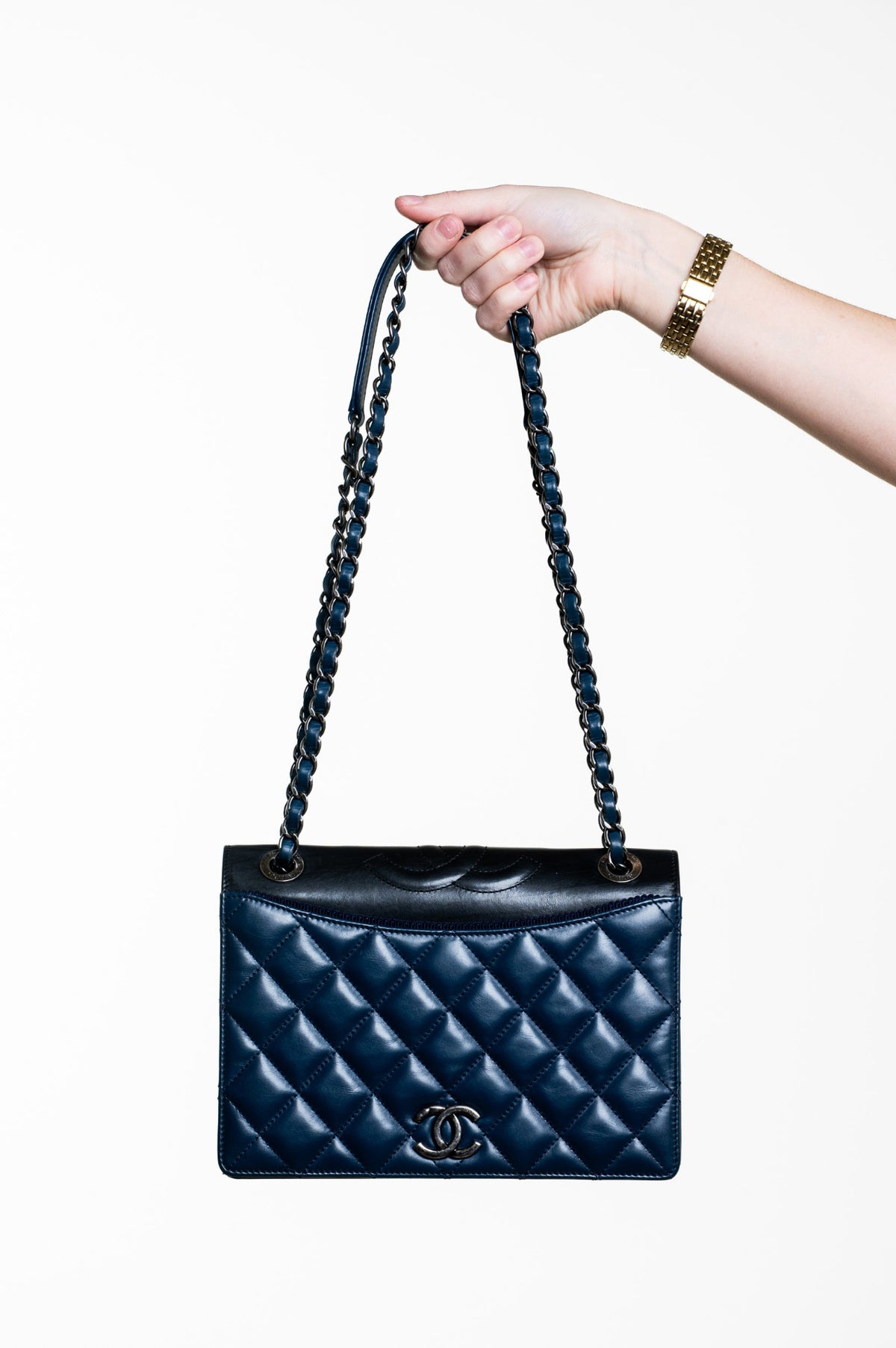 Dark Blue Medium Calfskin Ballerine Flap Bag
