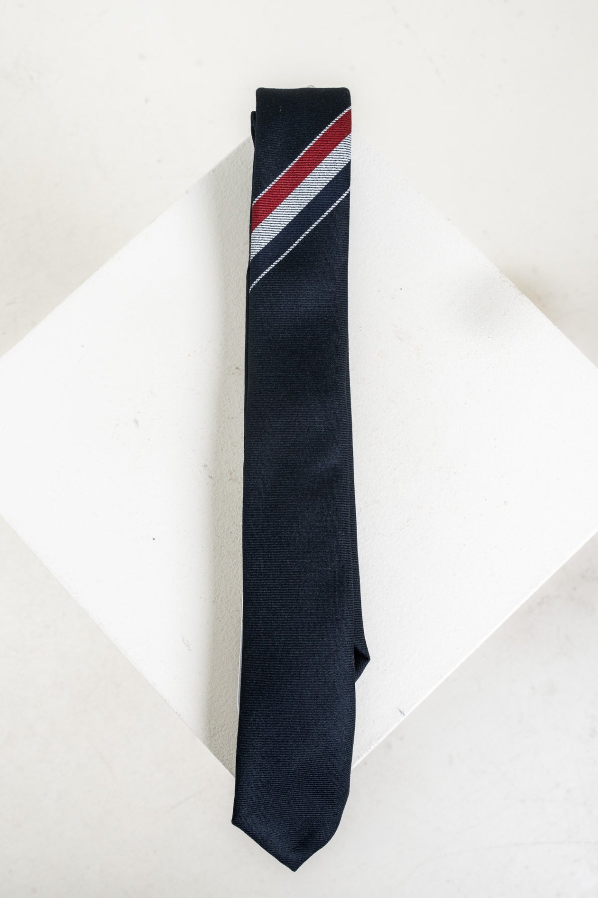 Navy Necktie w/ RWB in Wool Twill
