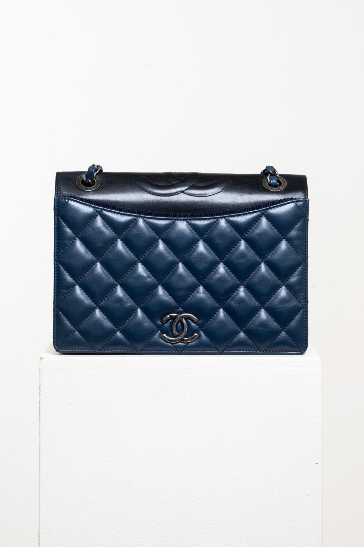 Dark Blue Medium Calfskin Ballerine Flap Bag