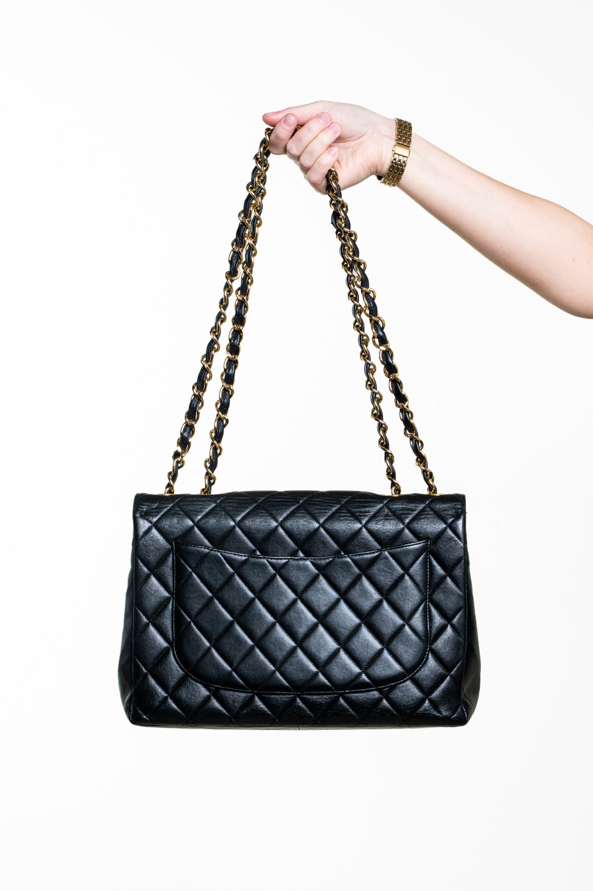 Black Vintage Jumbo Lambskin Classic Single Flap Bag