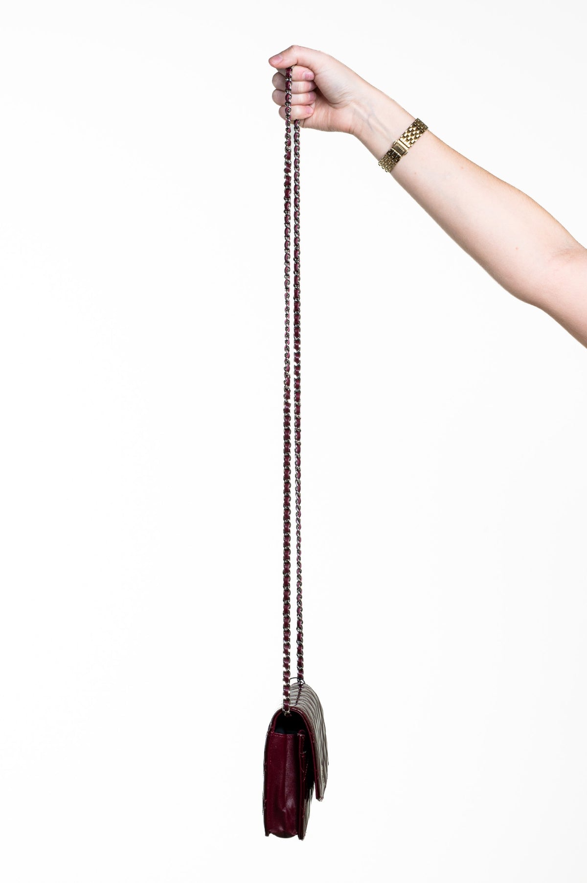 Burgundy Patent Brilliant Wallet On Chain