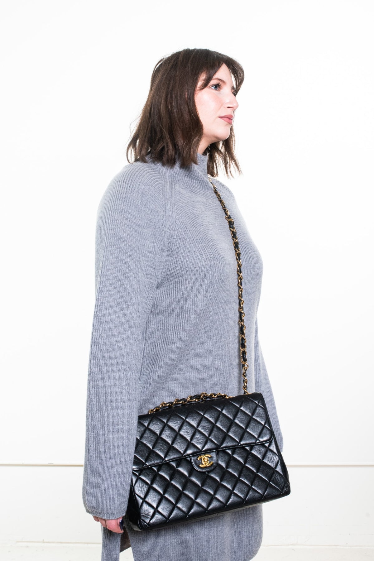 Grey Mockneck Sweater Dress