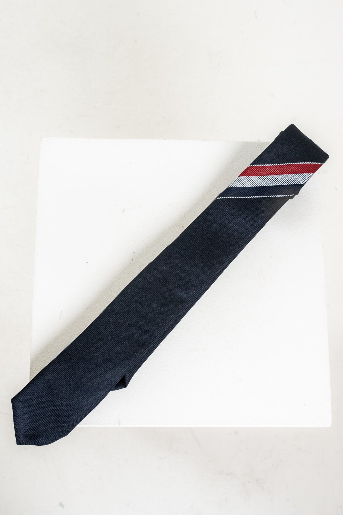 Navy Necktie w/ RWB in Wool Twill