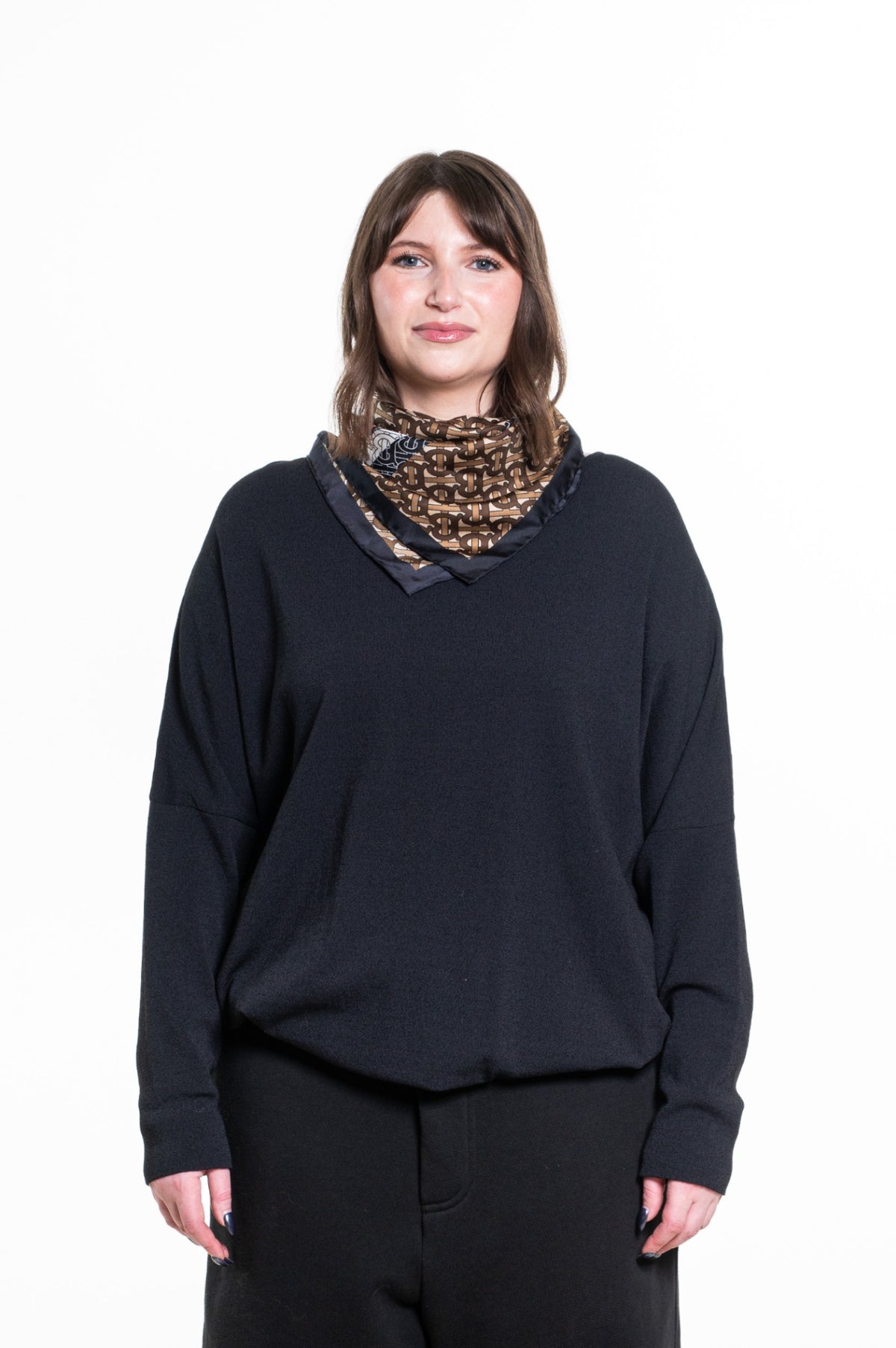 Bridle Brown TB Monogram and Icon-Striped Scarf