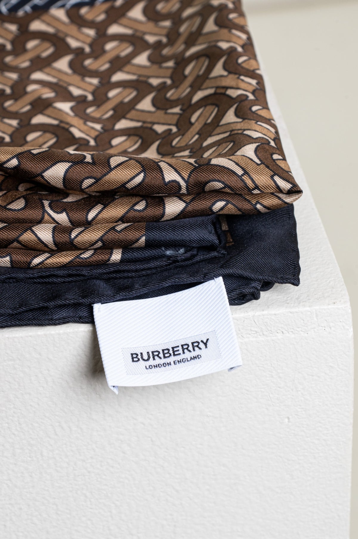 Bridle Brown TB Monogram and Icon-Striped Scarf