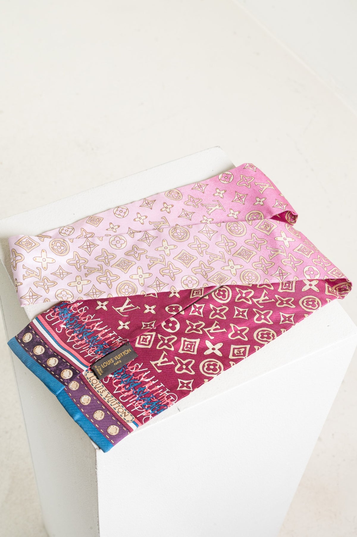Pink Ombre Monogram Silk Bandeau
