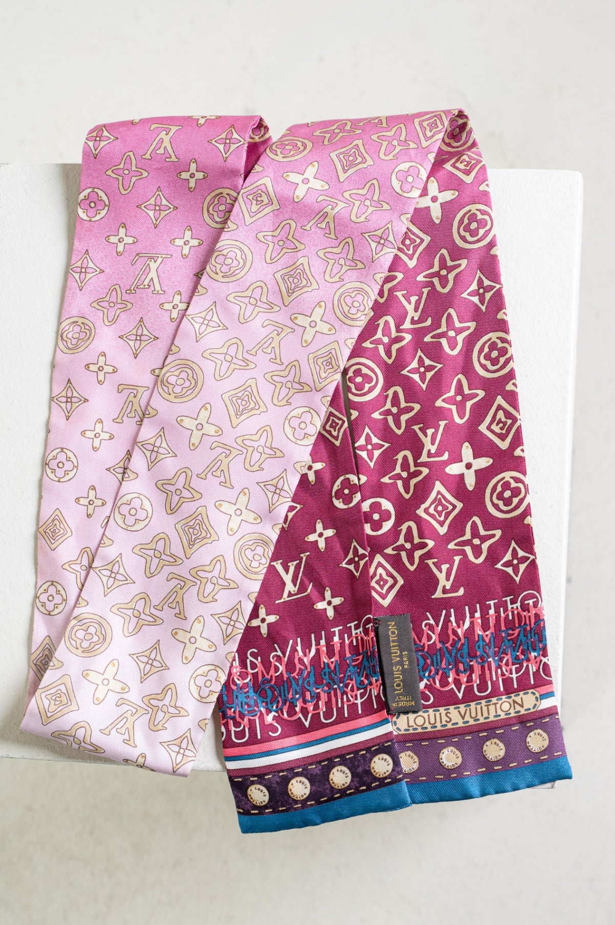Pink Ombre Monogram Silk Bandeau