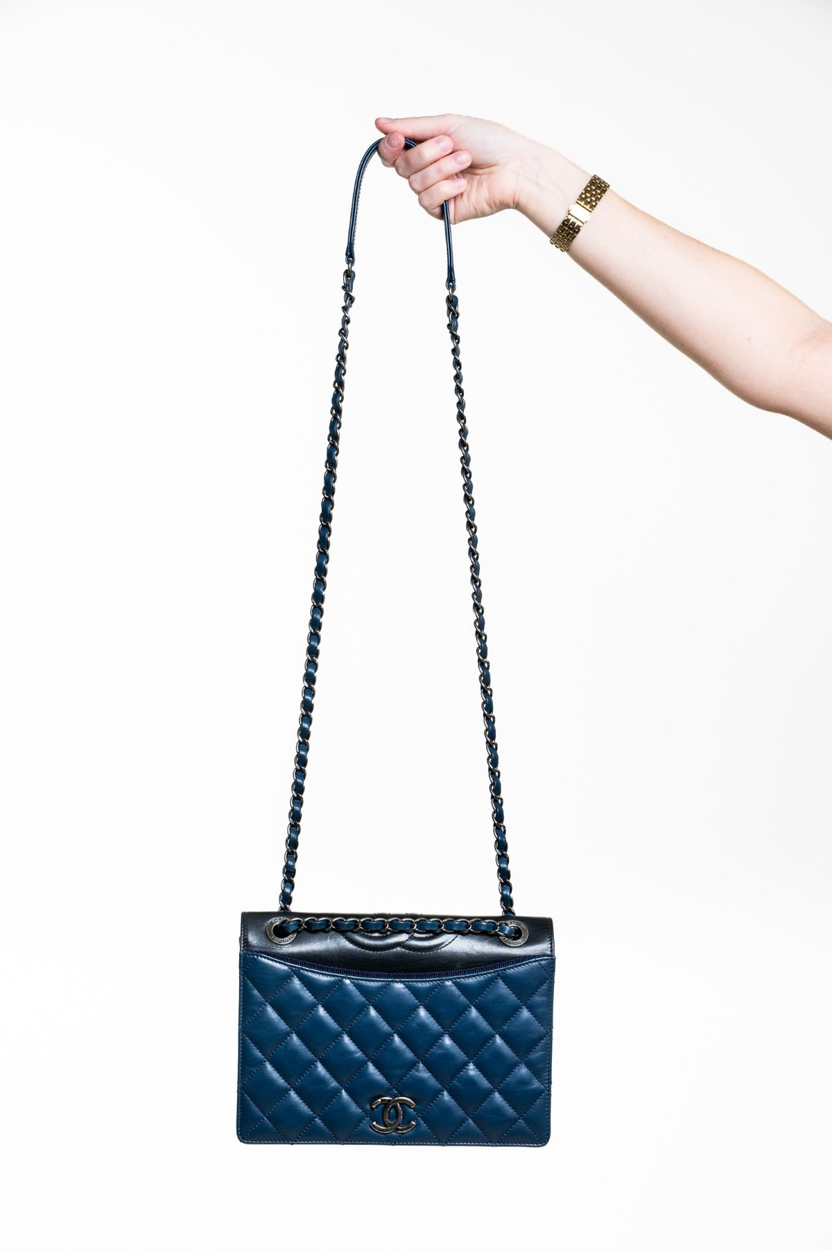 Dark Blue Medium Calfskin Ballerine Flap Bag