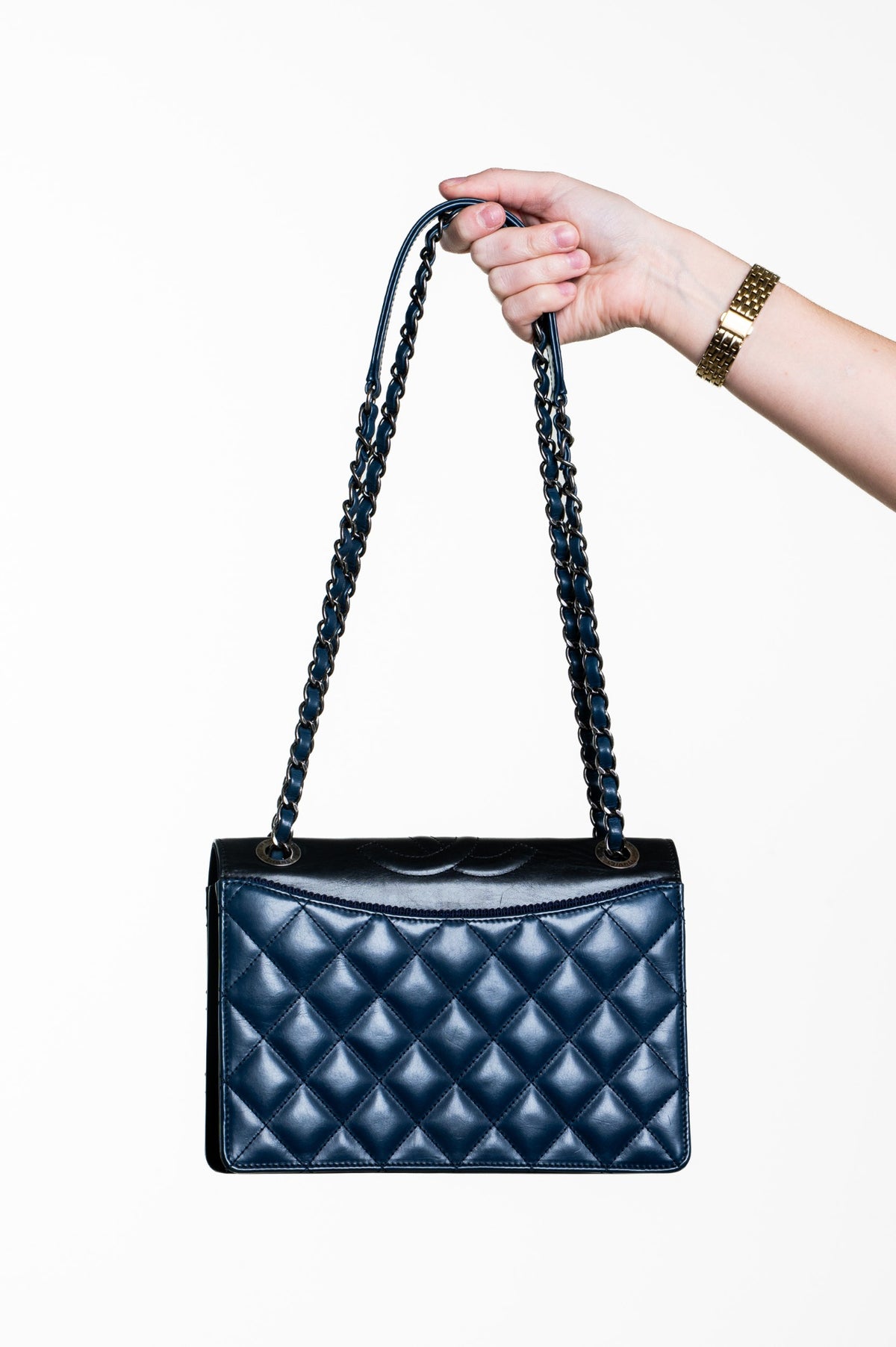 Dark Blue Medium Calfskin Ballerine Flap Bag