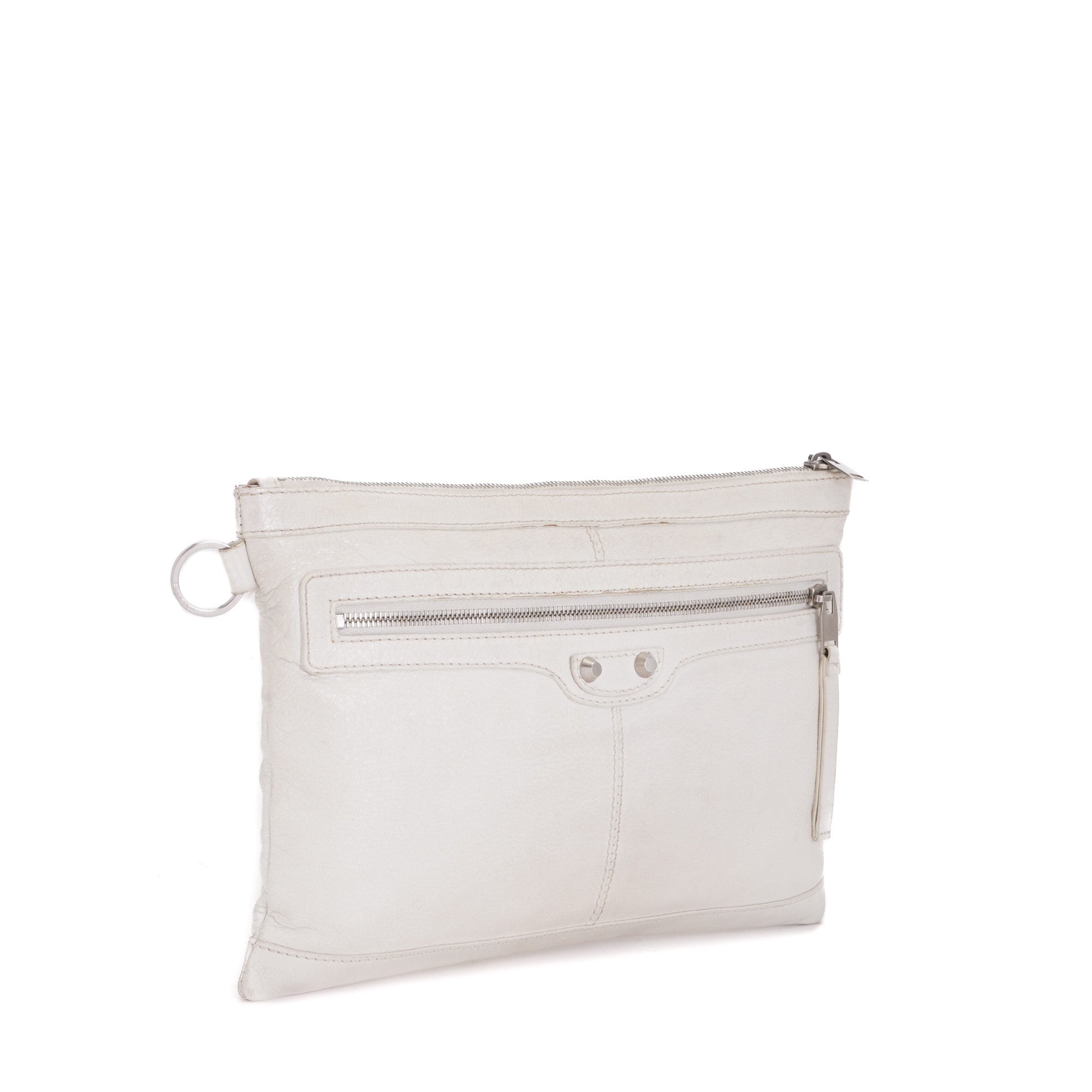 White Leather Motocross Clutch