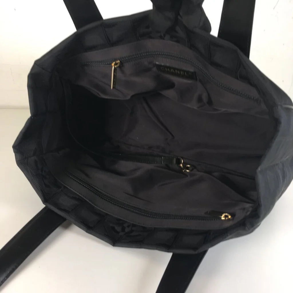 Nylon CC Travel Tote with Leather Straps