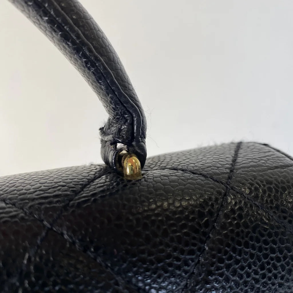 Vintage Kelly Black Caviar Top Handle Bag