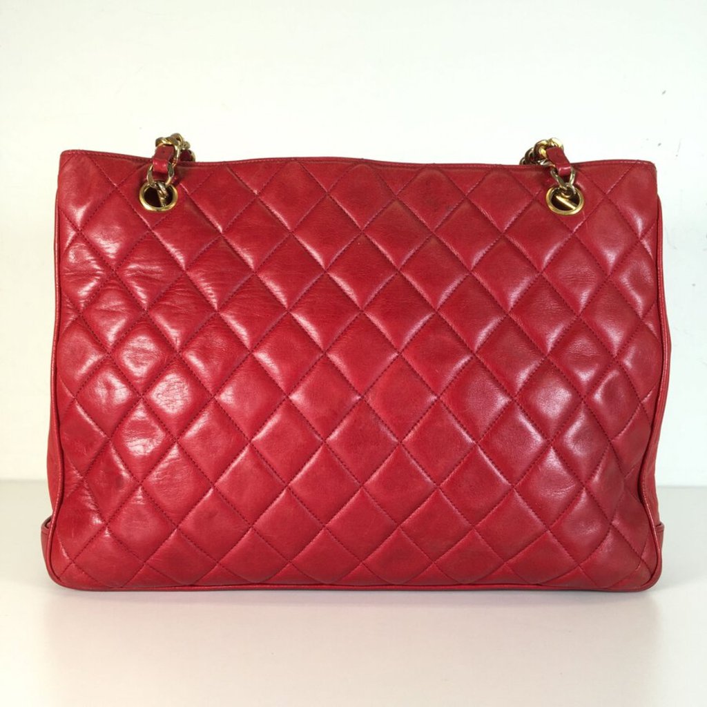 Red Vintage Quilted Shopping Tote
