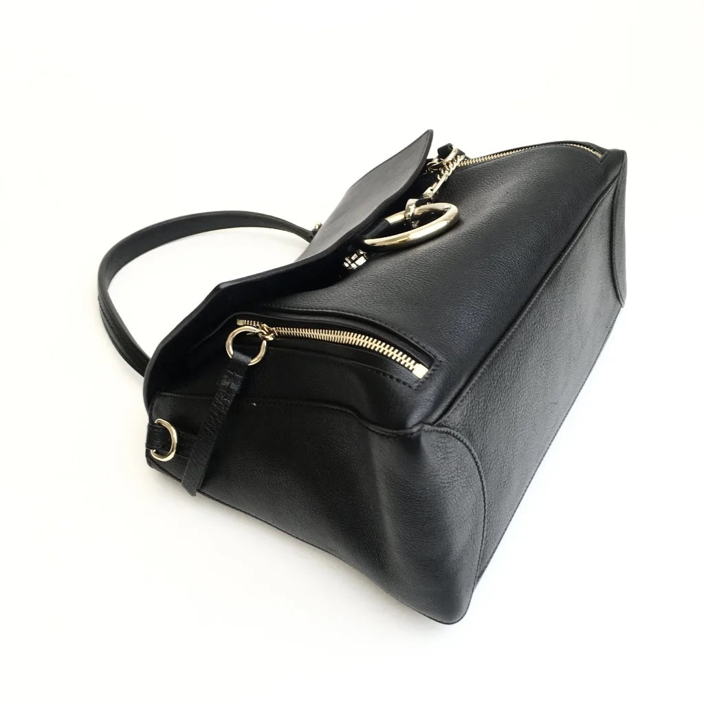 Black Leather Faye Bag