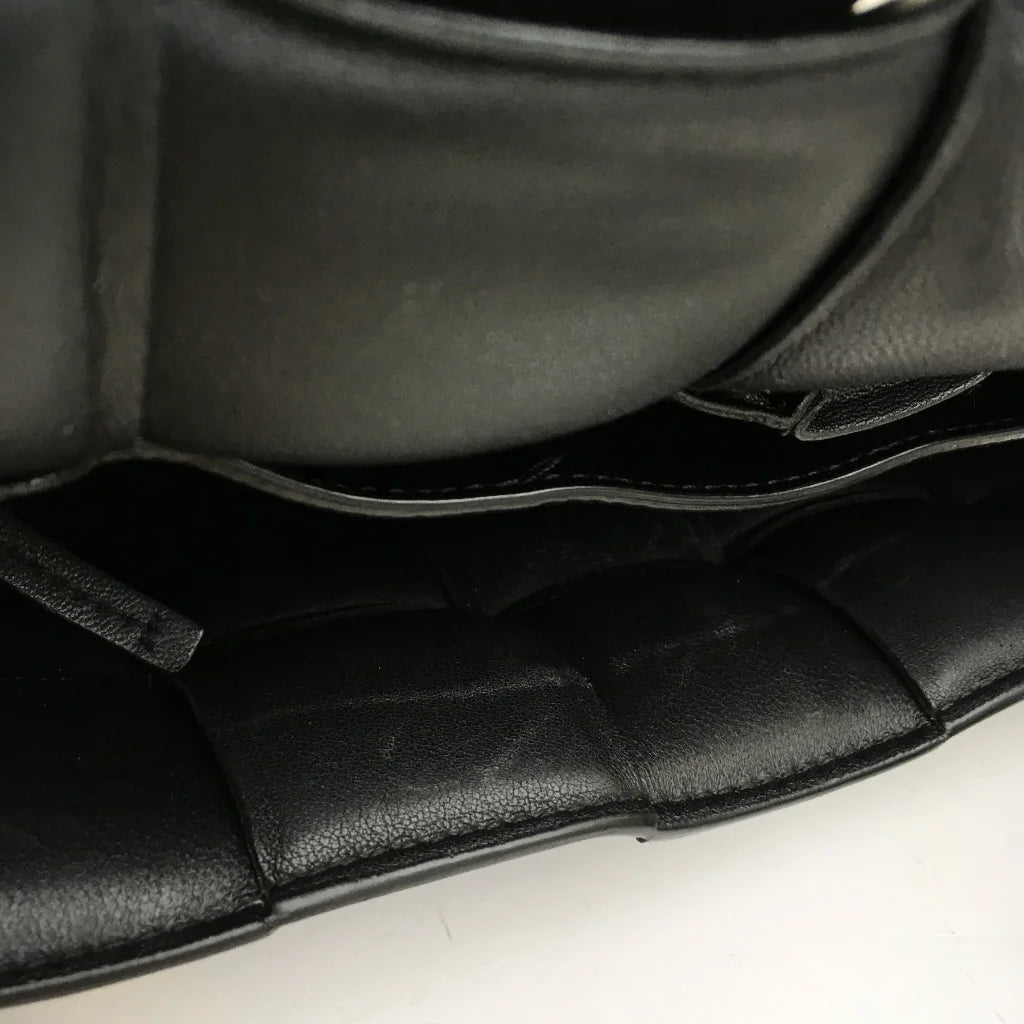 Black Leather Padded Cassette Crossbody Bag